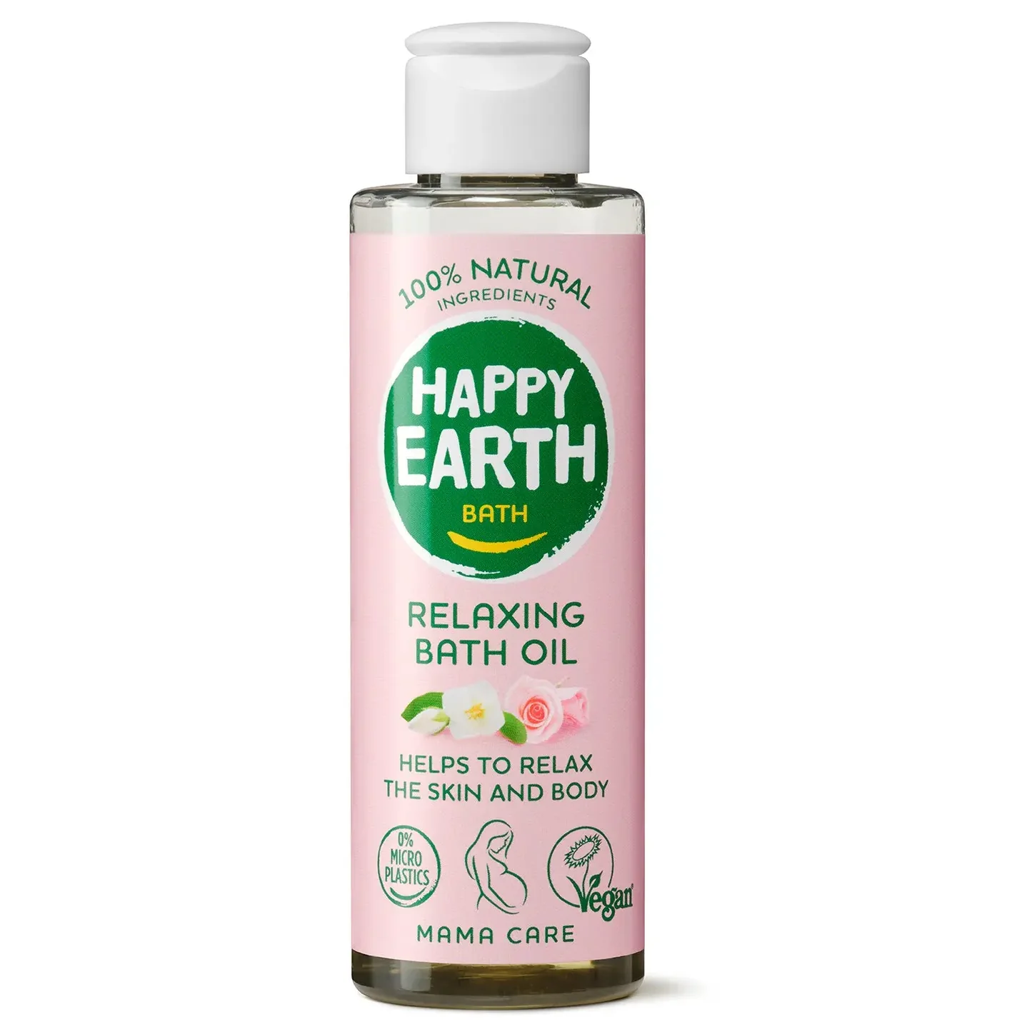 HAPPY EARTH Mama Care relaxing bath oil enriched with jojoba and sweet almond oil, 150 ml