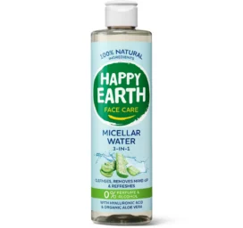 HAPPY EARTH 100% natural 3-in-1 micellar water for facial care cleanses, removes makeup and impurities, 300 ml