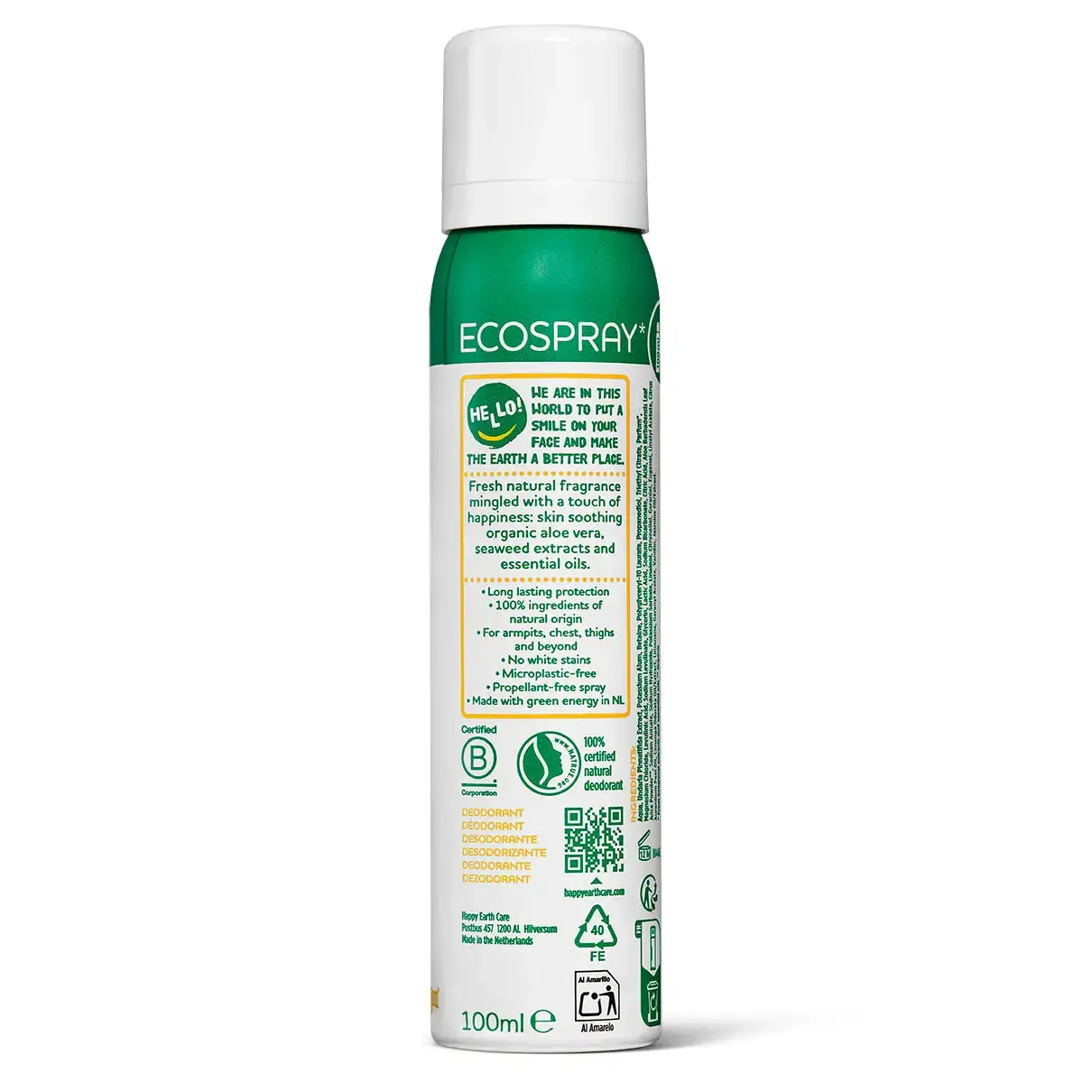 HAPPY EARTH 100% natural whole-body deodorant spray with Jasmine Ho Wood fragrance, 100 ml - Image 2