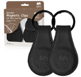 SIPO Magnetic stroller clips with metal ring, black, 2 pcs