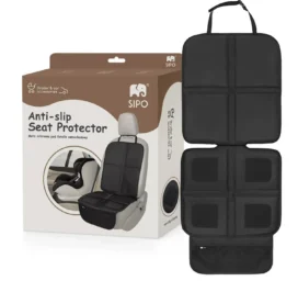 SIPO car seat protector mat with anti-slip silicone, black