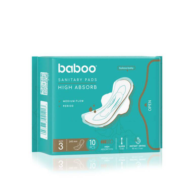 BABOO Ultra-thin high-absorbency sanitary pads Regular Flow, 10 pcs