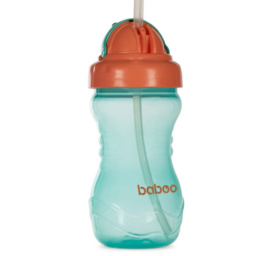 Baboo silicone straw cup green, from 9 months, 360 ml