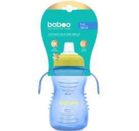 Baboo silicone sippy cup with drinking spout, blue, from 6 months, 260 ml