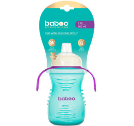 Baboo silicone sippy cup with drinking spout, mint green, from 6 months, 260 ml
