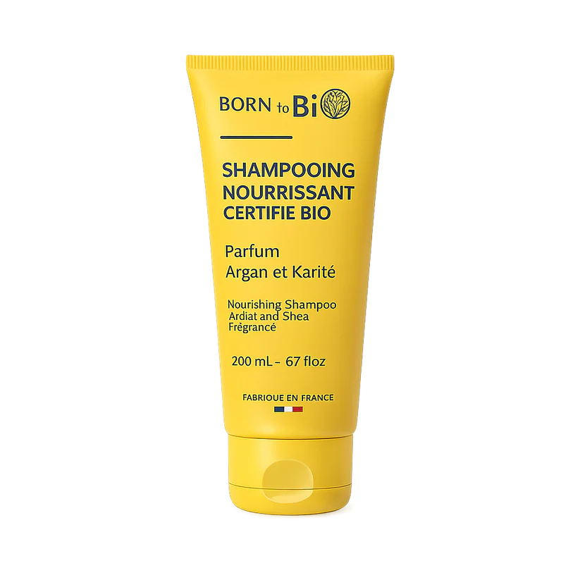 BORN TO BIO Moisturizing and nourishing shampoo for dry hair with shea butter and argan oil, 200 ml