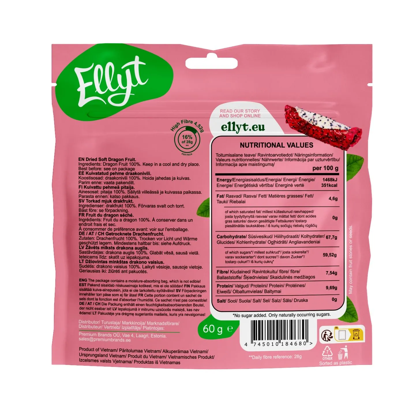 Ellyt Dried Soft Dragon Fruit, 80g - Image 2