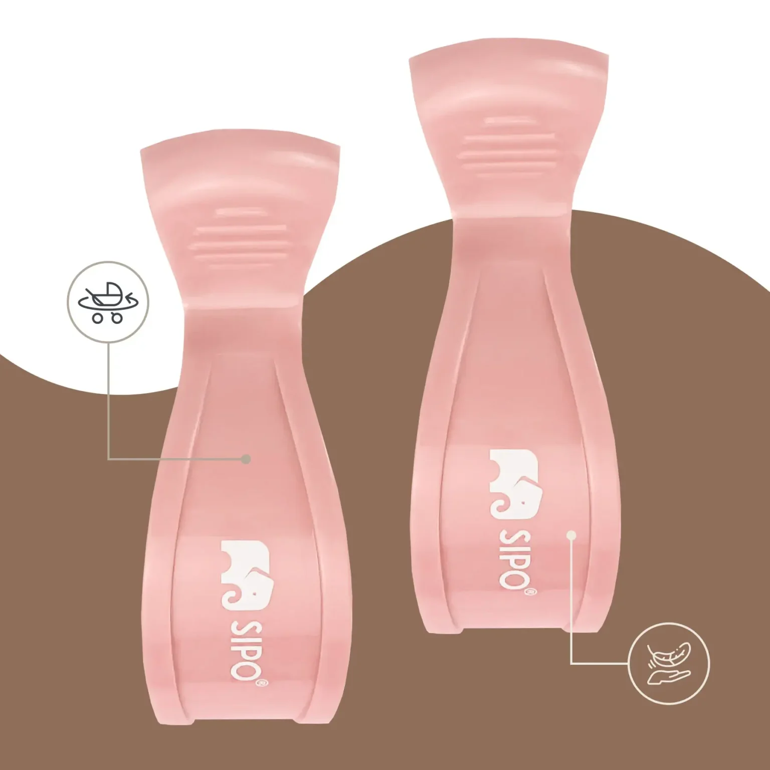 SIPO universal stroller clips, pink, 2 pcs - Image 5