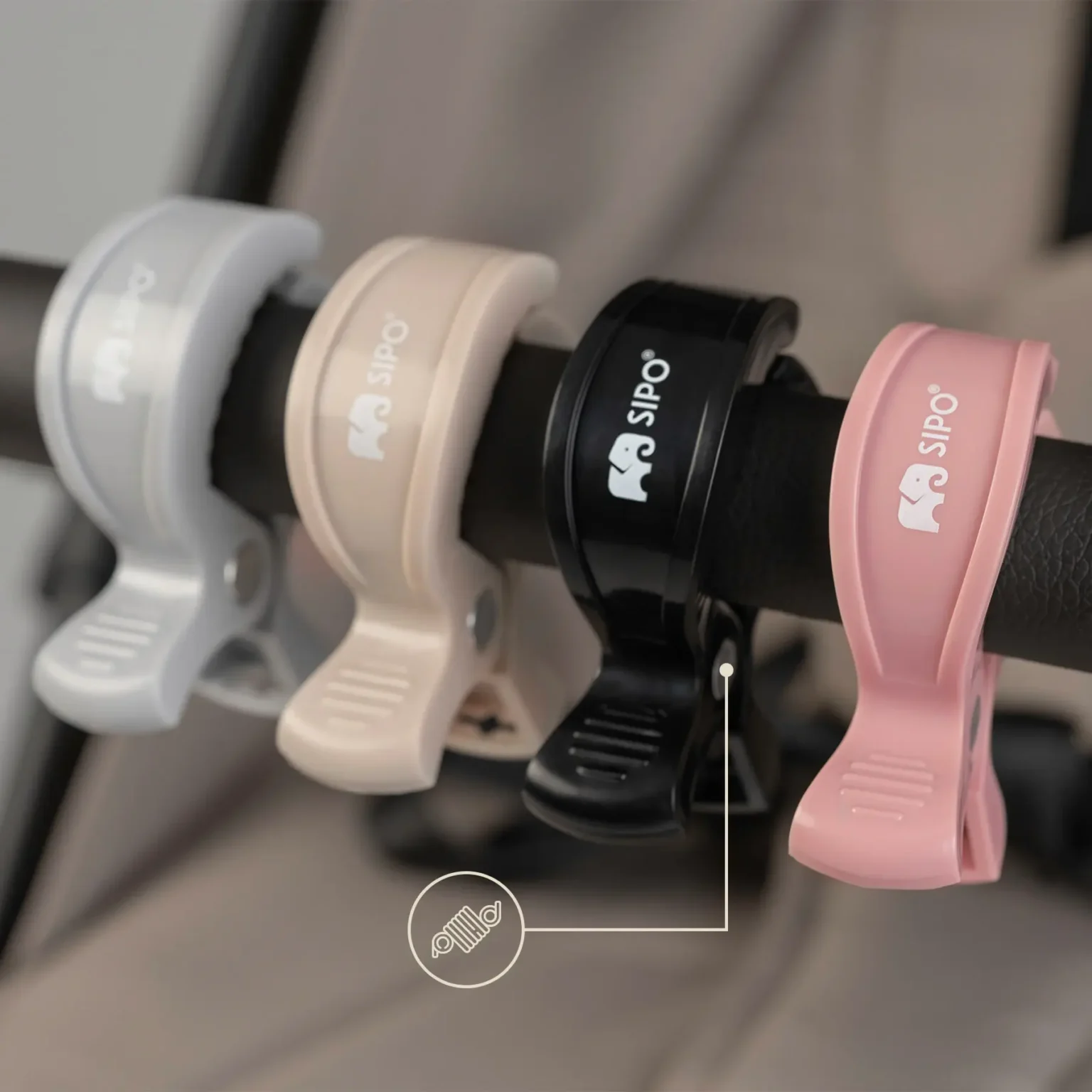 SIPO universal stroller clips, pink, 2 pcs - Image 4