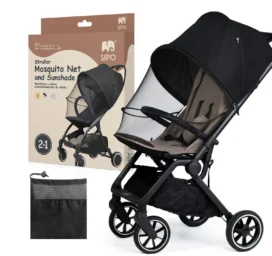 SIPO Universal 2-in-1 mosquito net and sunshade for stroller, black