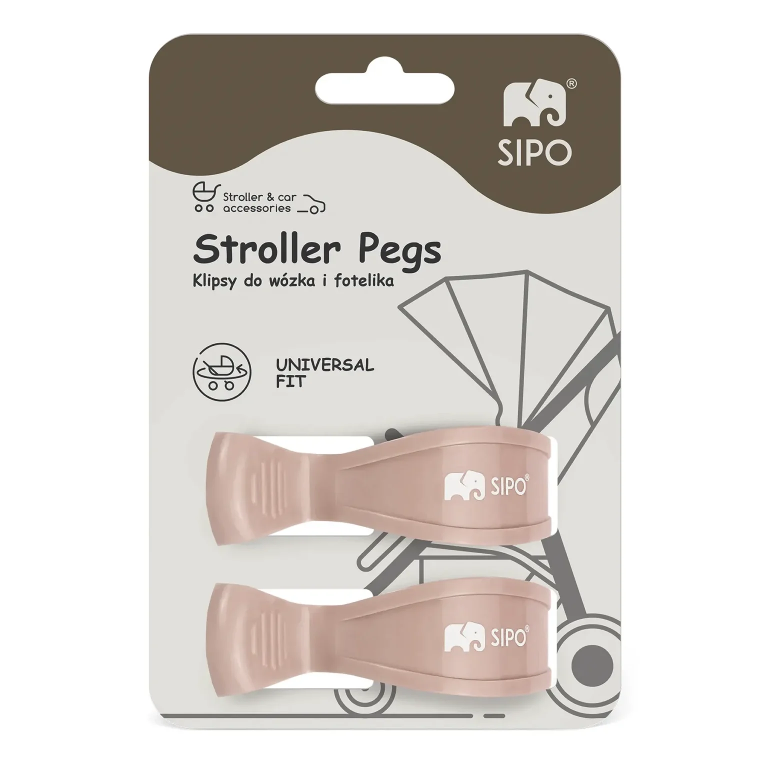 SIPO universal stroller clips, pink, 2 pcs - Image 3