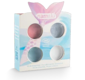 NAMAKI BIO face paint set: pink, light blue, silver, white, and temporary tattoos, Mermaid