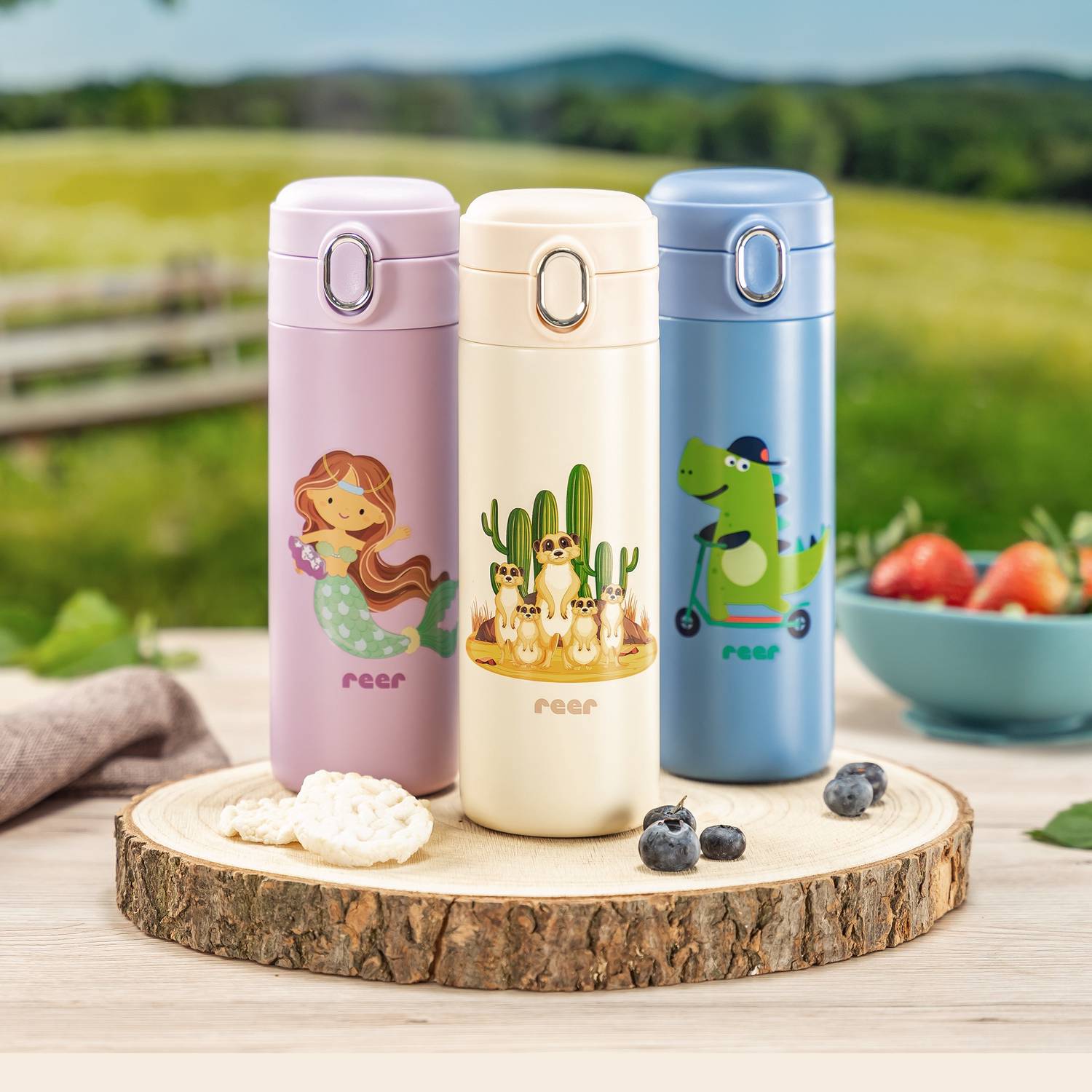 REER Integrated Straw Drinking Bottle for Children Beige, 350ml - Image 3