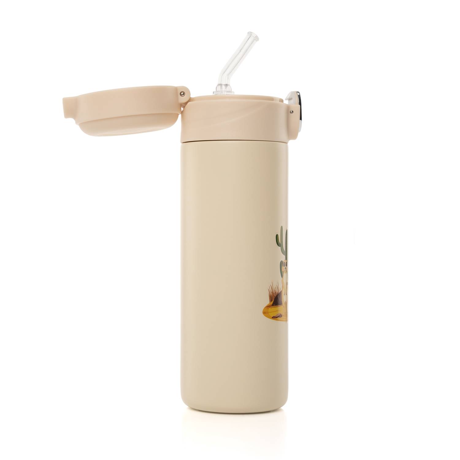 REER Integrated Straw Drinking Bottle for Children Beige, 350ml - Image 7