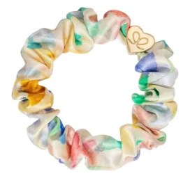 BYELOISE Silk scrunchie with golden heart, Bloom