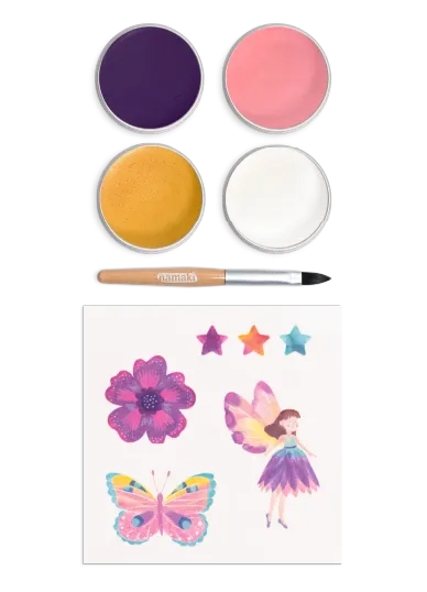 NAMAKI BIO face paint set: pink, purple, golden yellow, white, and temporary tattoos, Butterfly - Image 3