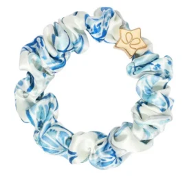 BYELOISE Silk scrunchie with golden heart, Santorini