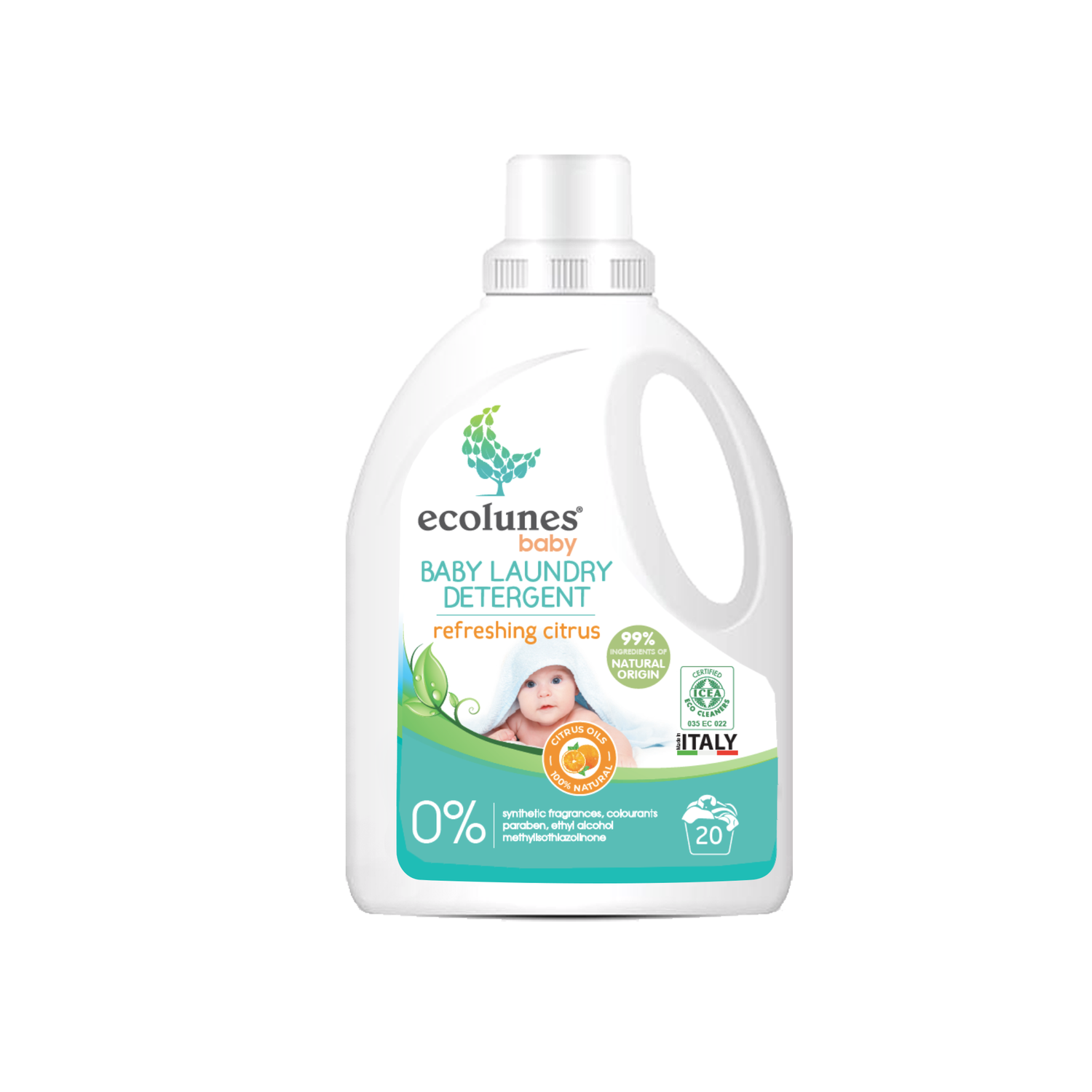 ECOLUNES Friendly Organic refreshing citrus-scented laundry detergent for babies, 1000 ml