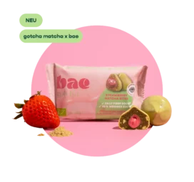 BAE Organic Matcha Date Bites with strawberry cream and Swiss chocolate, Strawberry Matcha, 2x20g