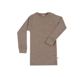 DILLING 100% merino wool long-sleeved blouse Brown melange, size 86