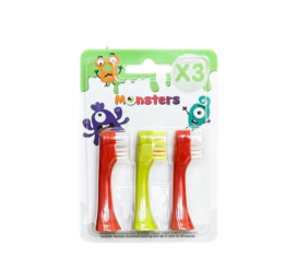 LES BABYGATORS Monsters replacement brush heads for electric toothbrush, 3 pcs