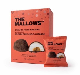 THE MALLOWS Marshmallows with caramel filling, dark chocolate and orange, 5 pcs