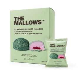 THE MALLOWS marshmallows with strawberry filling, Belgian white chocolate and watermelon, 5 pcs