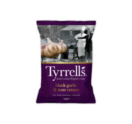 TYRRELL'S Sour Cream and Black Garlic Flavoured Potato Crisps, 135 g