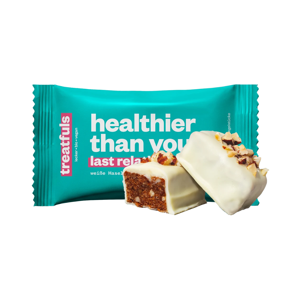 TREATFULS White chocolate bar with crunchy hazelnuts Healthier Than Your Last Relationship, 2 × 20 g
