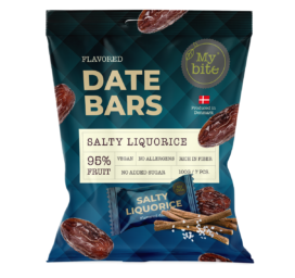 MYBITE Date Bar Salty Liquorice, 7 pcs total 100 g