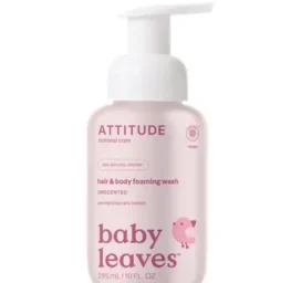ATTITUDE 2-in-1 fragrance-free foaming wash for babies’ hair and body, 295 ml