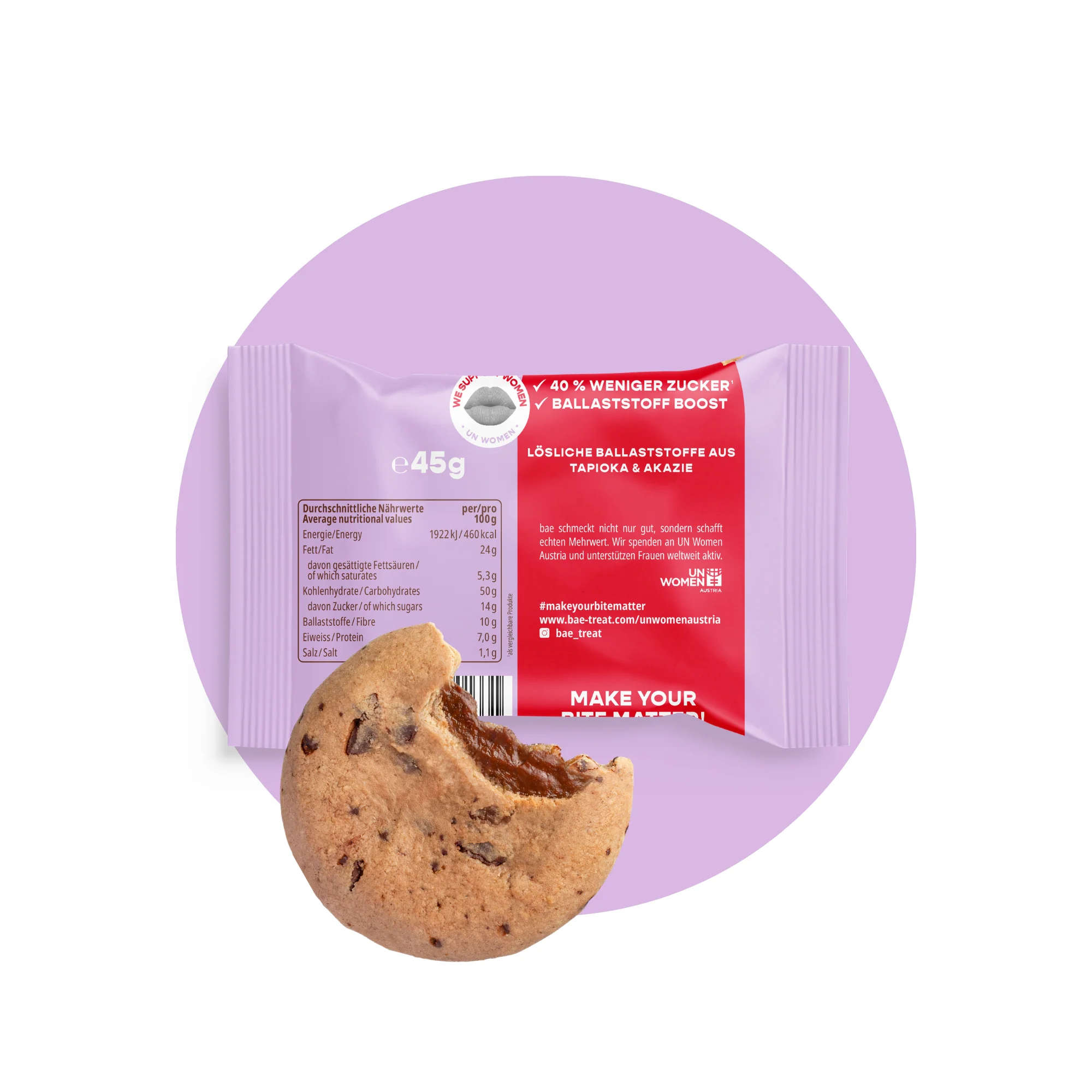BAE Baked vegan cookies with nougat cream filling Nougat, 45g - Image 3